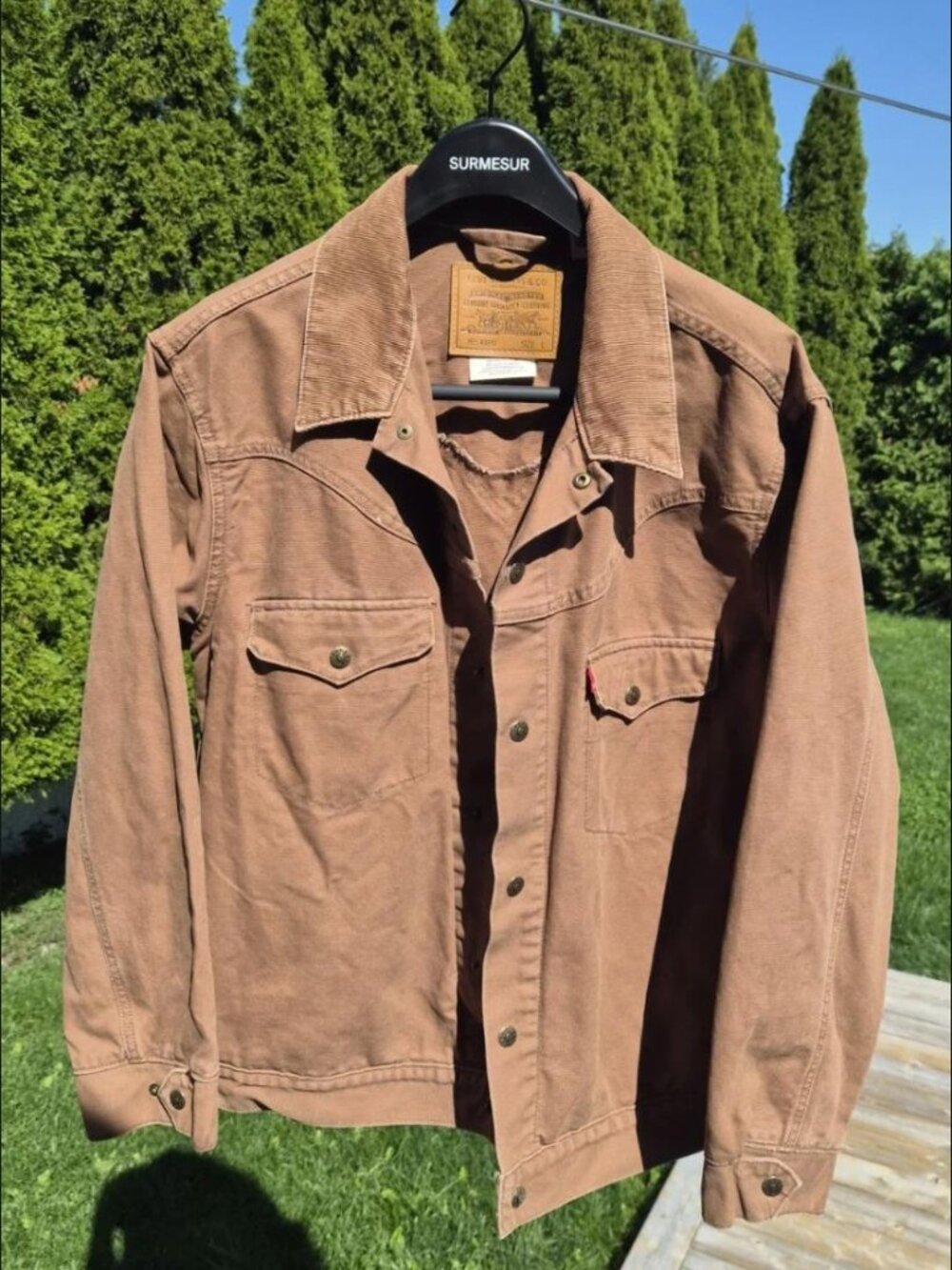 Levi's Canvas Western Jacket Brown Corduroy Collar Size L